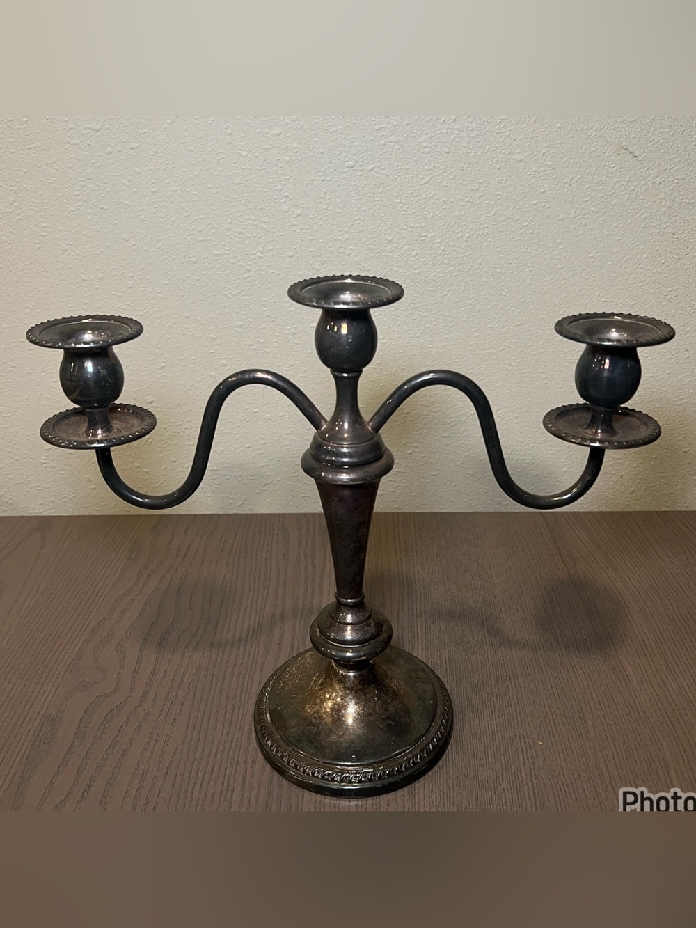 VTG SILVER PLATED CANDELABRA CHESHIRE 11” TALL CONVERTIBLE 3-1 CANDLE STICK212